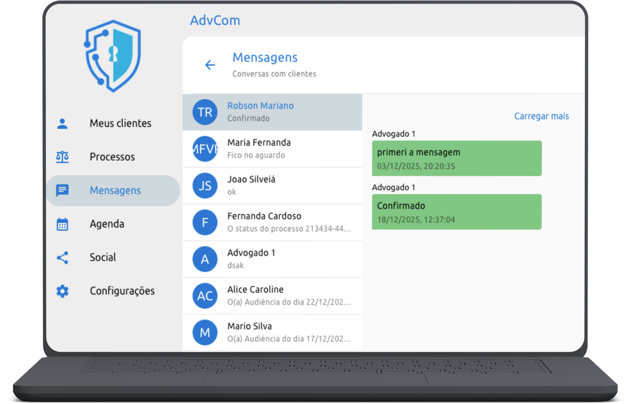Mensagens no desktop AdvCom